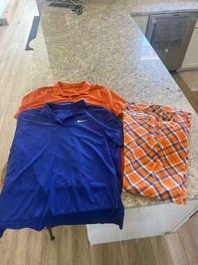 2 Nike Golf Polos L and Royal & Awesome Golf pants 34/34 YOU GET ALL 3!